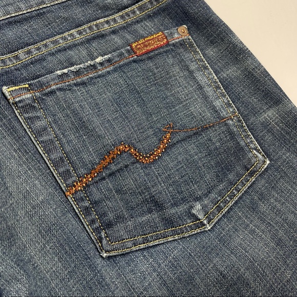 7 For All Mankind Rhinestone Pocket Bootcut Jeans 31 - Picture 8 of 12